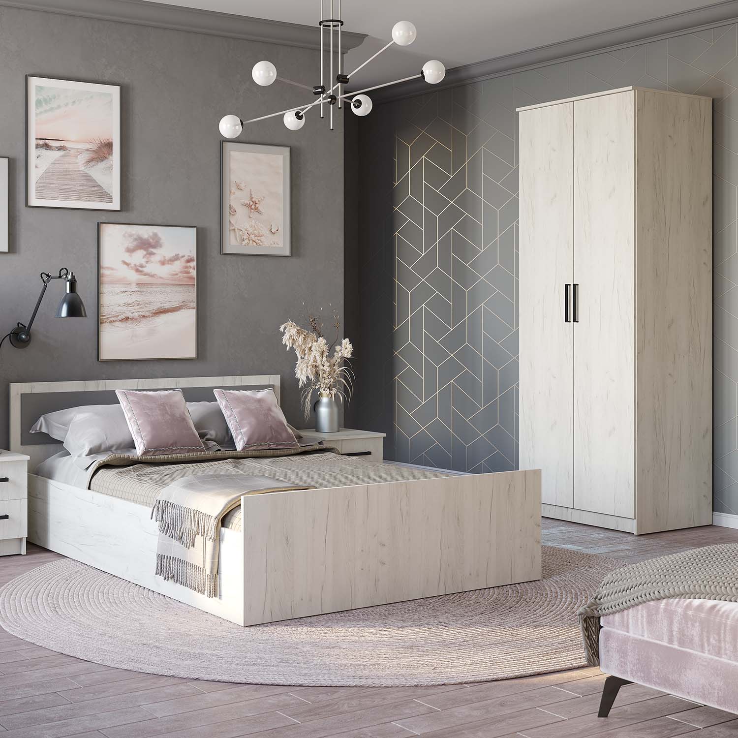 "Фиеста" Шкаф 2-х крафт белый						