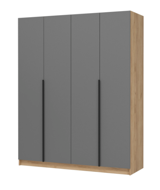 ЛИОН ШК-03 Шкаф 4-х створчатый Фасад ГРАФИТ СЕРЫЙ/Корпус ДУБ КРАФТ ЗОЛОТО