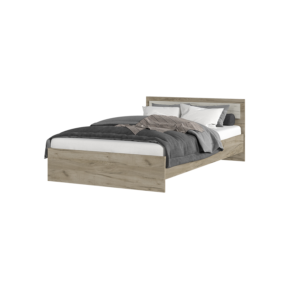 Спальня Кровать ГАРМОНИЯ КР 609 (1,252х0,7х2,032) фасад ДУБ КРАФТ БЕЛЫЙ/корпус ДУБ КРАФТ СЕРЫЙ