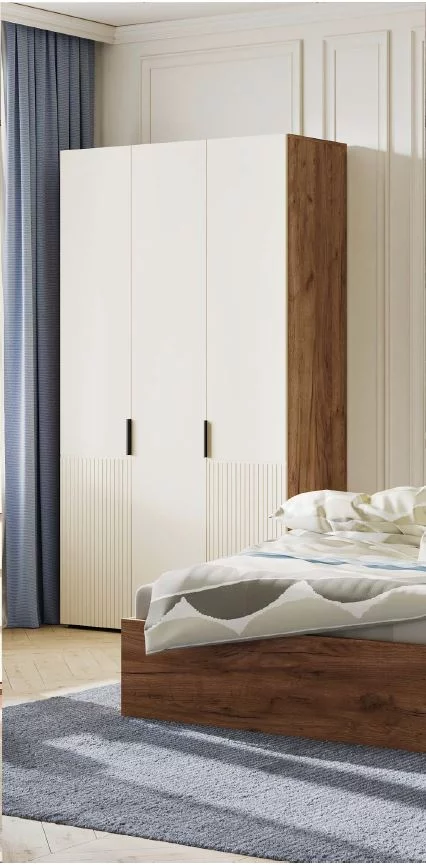 СОНАТА ШК 03 Шкаф 3-х створчатый  (1200х2100х460)Фасад МДФ МОНО КЕРАМИКА/Корпус ДУБ КРАФТ ТАБАЧНЫЙ