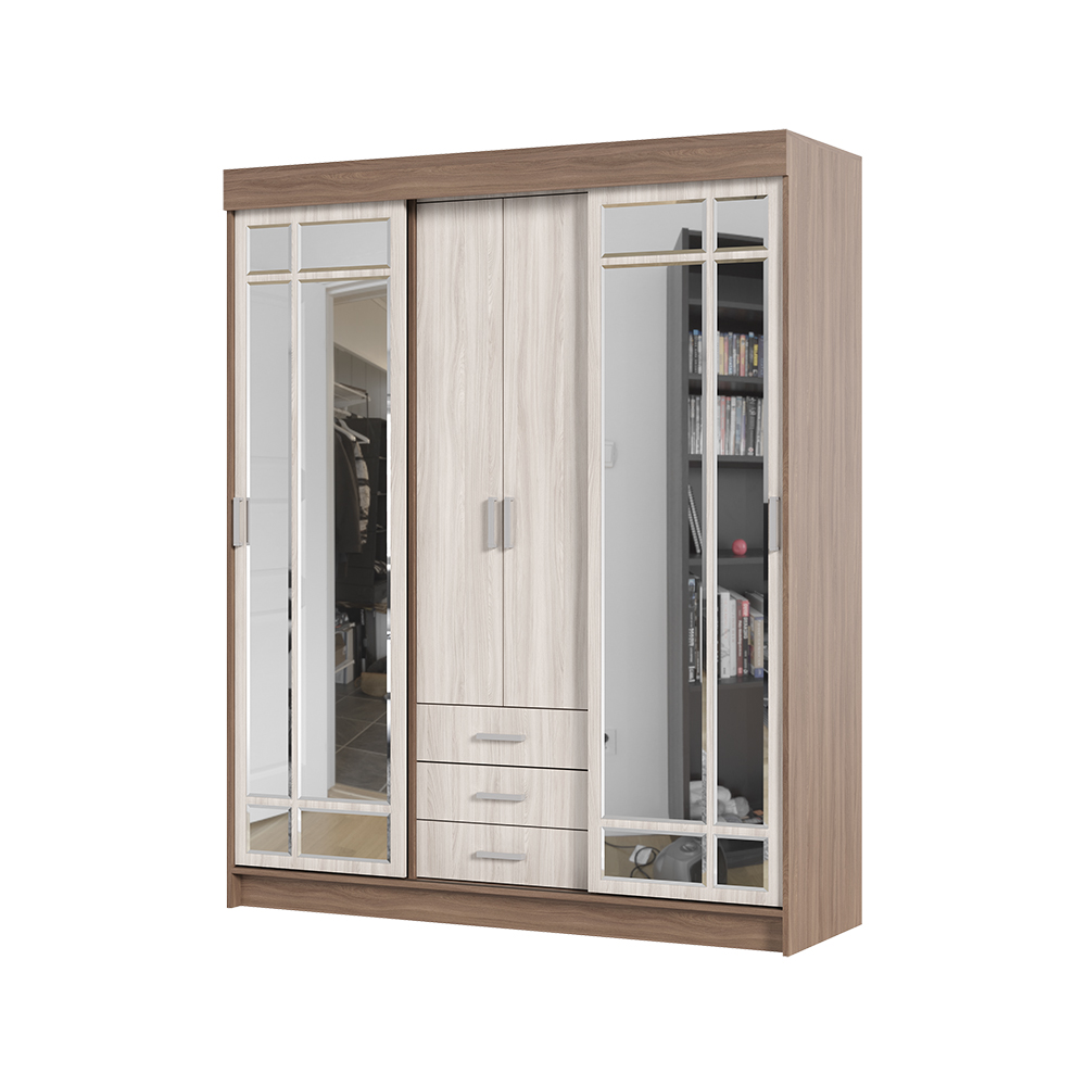 Шкаф купе ЛИДЕР 1К (1,7х2,1х0,562) фасад ШИМО СВЕТЛ/корпус ШИМО ТЕМН