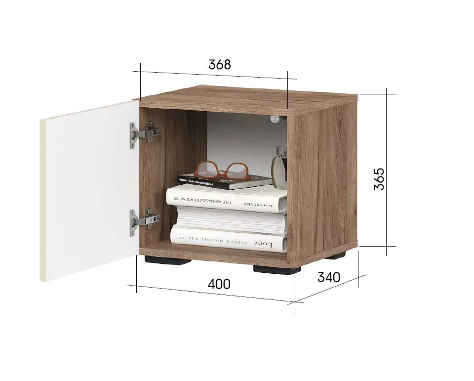 СОНАТА ТБ 01 Тумба прикроватная (400х365х340)Фасад МДФ МОНО КЕРАМИКА/Корпус ДУБ КРАФТ ТАБАЧНЫЙ