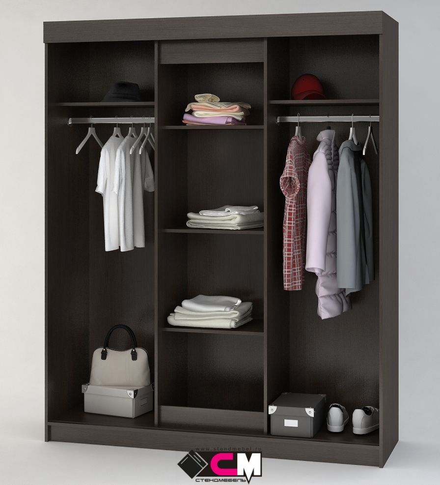 Шкаф купе ФЕЯ (1,6х2,1х0,52) ШИМО СВЕТЛ/ШИМО ТЕМН