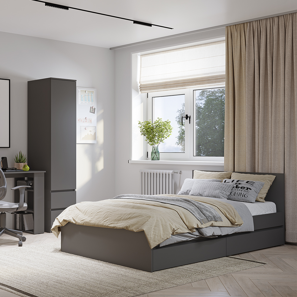 "Симпл" Кровать 1,40 КР-12 Графит