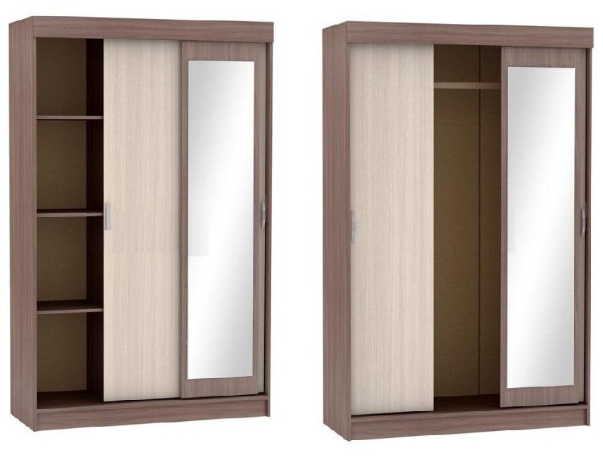 Спальня БАСЯ ШКК 552 шкаф купе (1,3х2,4х0,516) фасад ШИМО СВЕТЛ/корпус ШИМО ТЕМН  СНЯТО