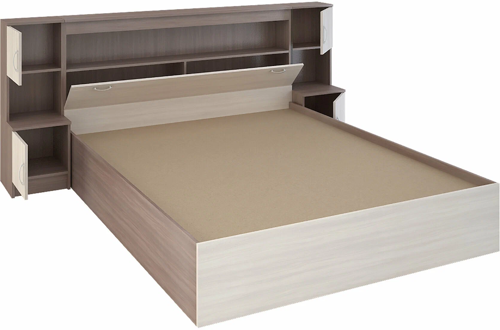 Спальня БАСЯ КР 552 кровать с прикров блоком (2,352х1,024х2,232) фасад ШИМО СВЕТЛ/корпус ШИМО ТЕМН