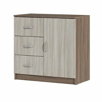 Спальня БАСЯ КМ 553-М комод 3 ящика 1 створка (0,8х0,766х0,41) фасад ДУБ КРАФТ БЕЛЫЙ/корпус ДУБ КРАФ