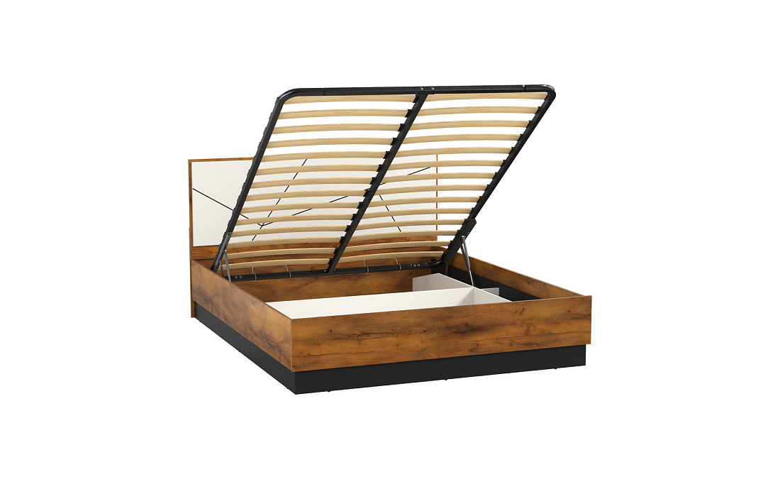 54.16 Кровать двойная "Гамма" универсальная (ортопед 5Н или подъемник) (таксония / черный / белый) (