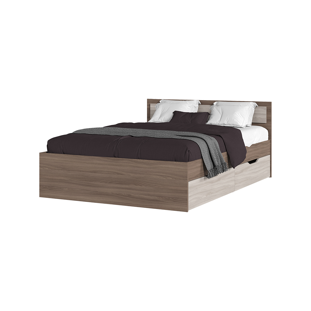 Спальня Кровать ГАРМОНИЯ КР 605 с ящиками (1,452х0,78х2,032) фасад ШИМО СВЕТЛ/корпус ШИМО ТЕМН