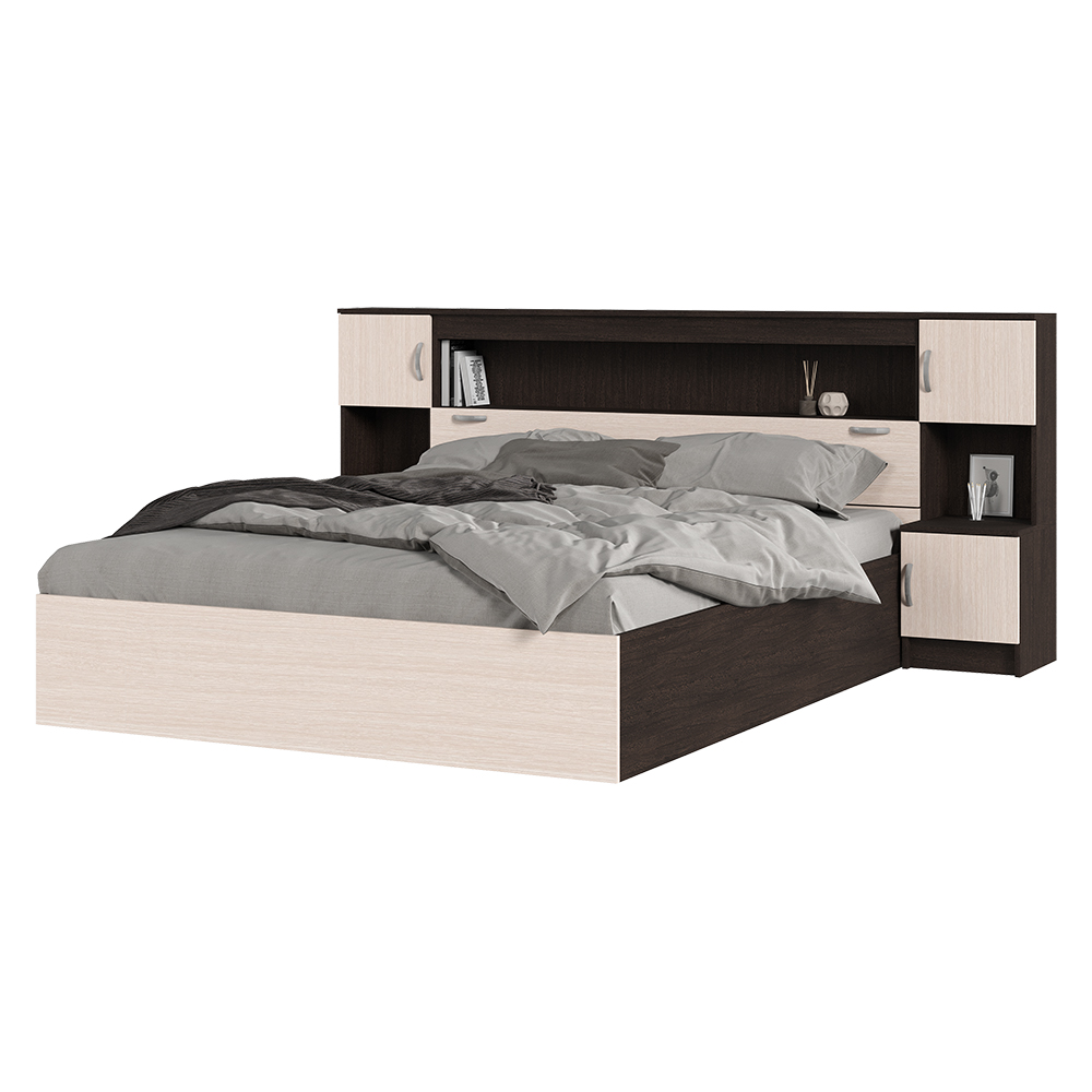 Спальня БАСЯ КР 552 кровать с прикров блоком (2,352х1,024х2,232) фасад БЕЛФОРТ/корпус ВЕНГЕ