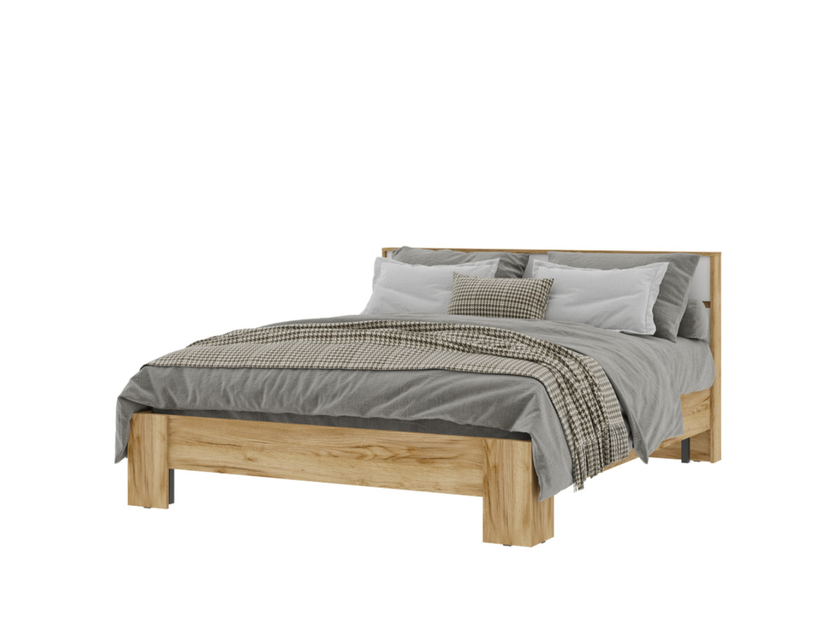 ХЕЛЕН КР 03 Кровать 1.6х2.0 (1,670х0,928х2,114)ФАСАД БЕЛЫЙ/КОРПУС ДУБ КРАФТ ЗОЛОТО