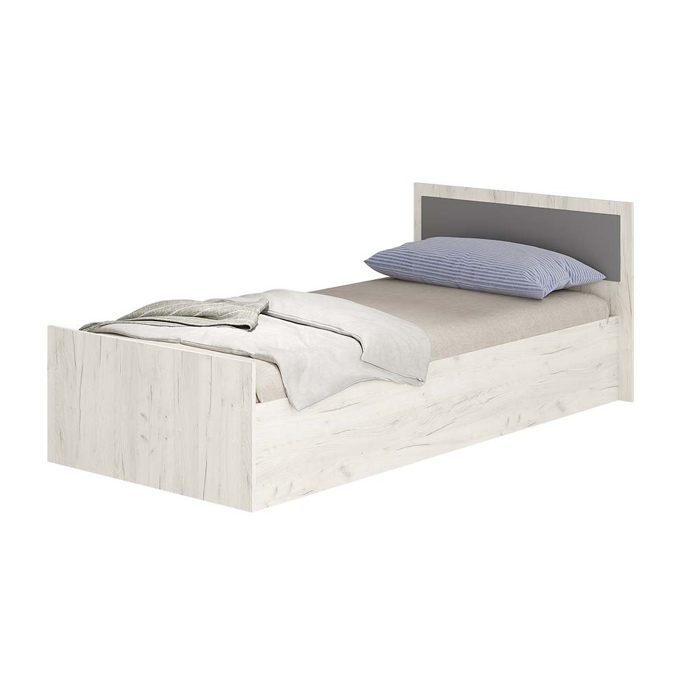 "Фиеста" кровать 0,9м LIGHT дуб крафт белый						