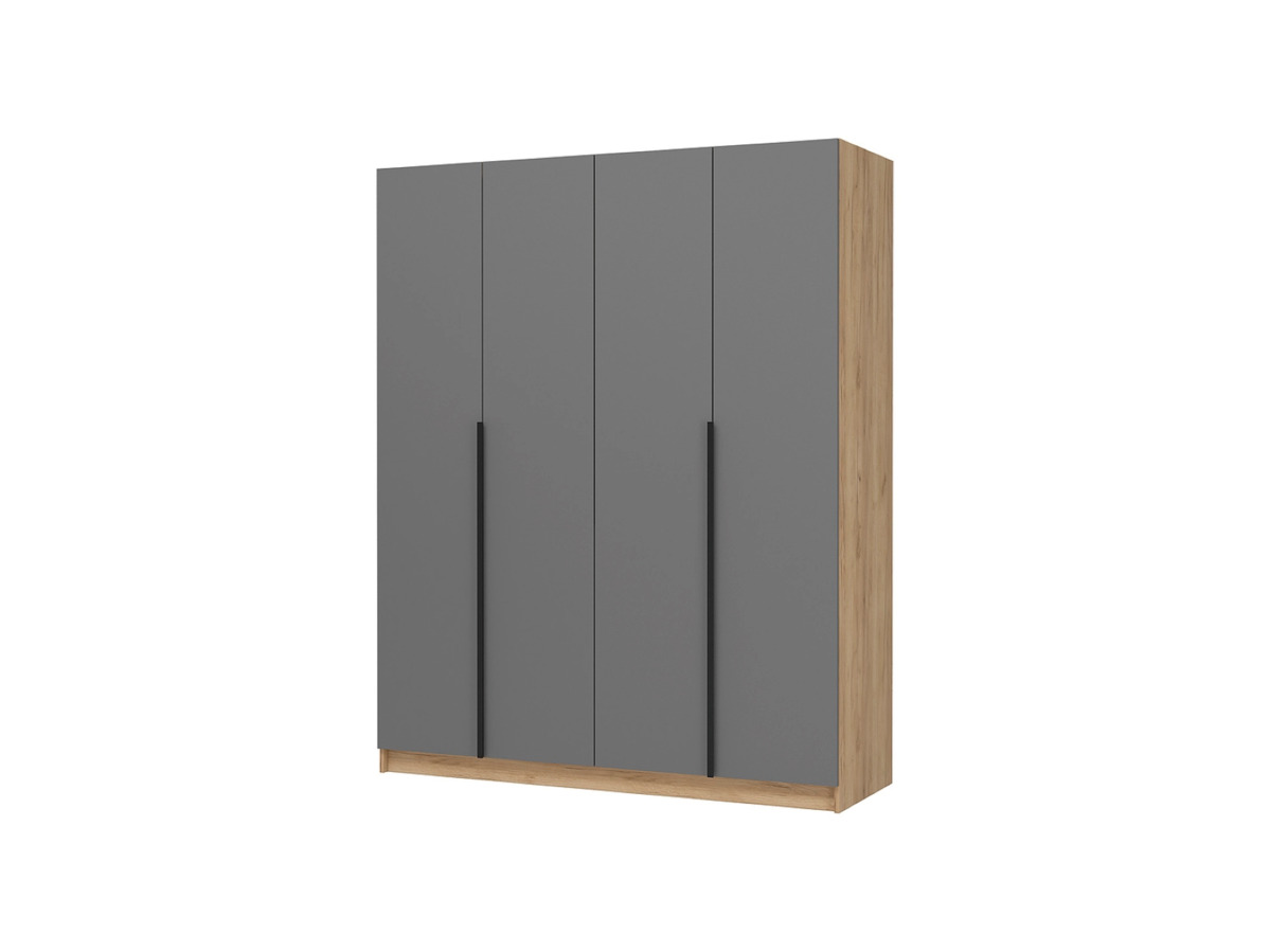 ЛИОН ШК-03 Шкаф 4-х створчатый Фасад ГРАФИТ СЕРЫЙ/Корпус ДУБ КРАФТ ЗОЛОТО