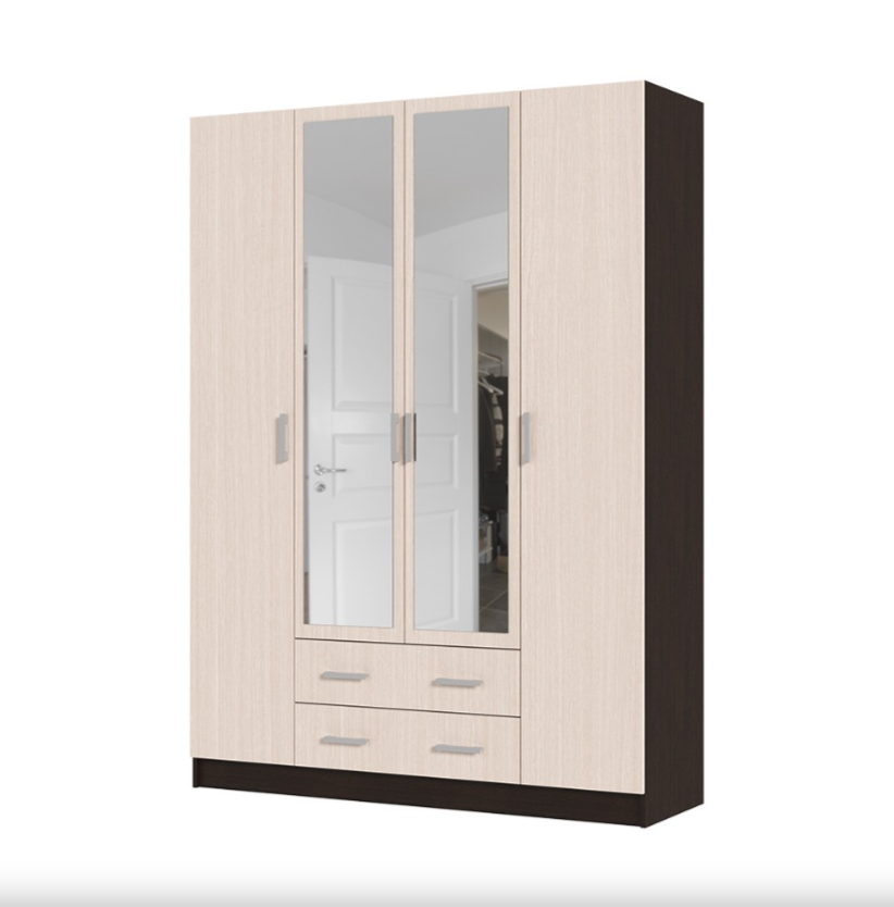 Шкаф 4х ств КВАДРО  (1,6х2,2х0,5) БЕЛФОРТ/ВЕНГЕ