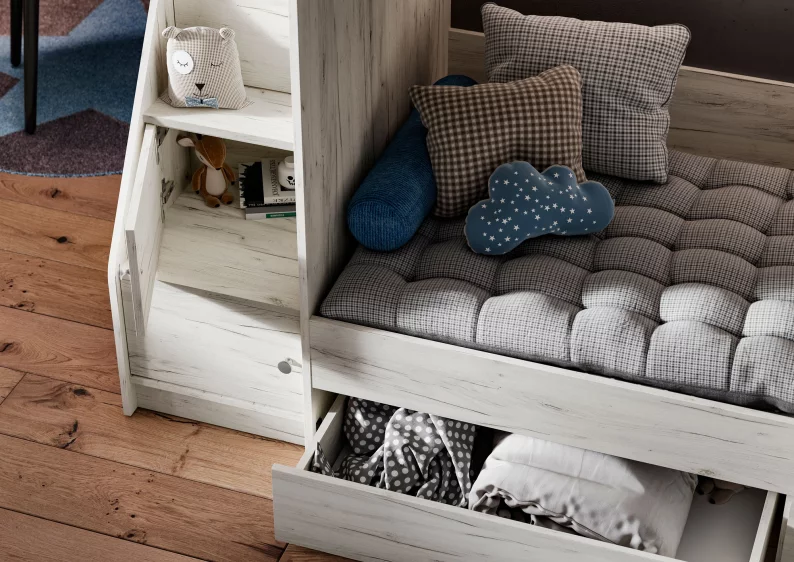 ГРАНД Кровать двухъярусная (2260х1610х844) Фасад ДУБ КРАФТ БЕЛЫЙ/Корпус ДУБ КРАФТ БЕЛЫЙ