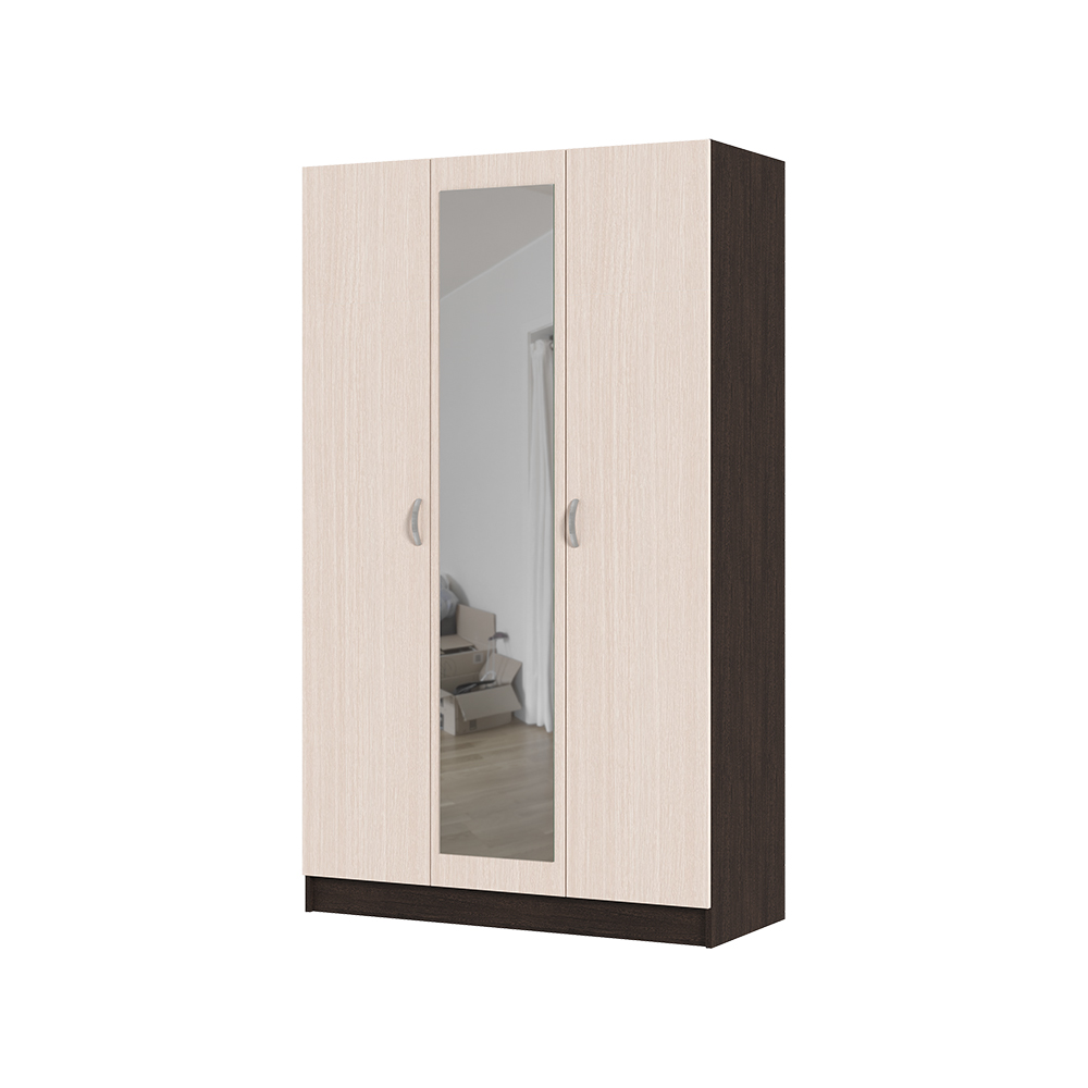 Спальня БАСЯ ШК 553 шкаф 3-х створчатый (1,2х2,02х0,506) фасад БЕЛФОРТ/корпус ВЕНГЕ