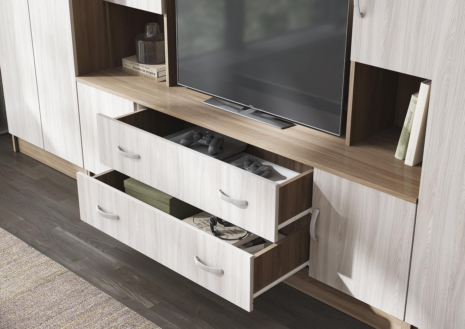 Гостиная МАКАРЕНА ЛДСП ПН 301 пенал (0,4х1,908х0,44) фасад ШИМО СВЕТЛ/корпус ШИМО ТЕМН