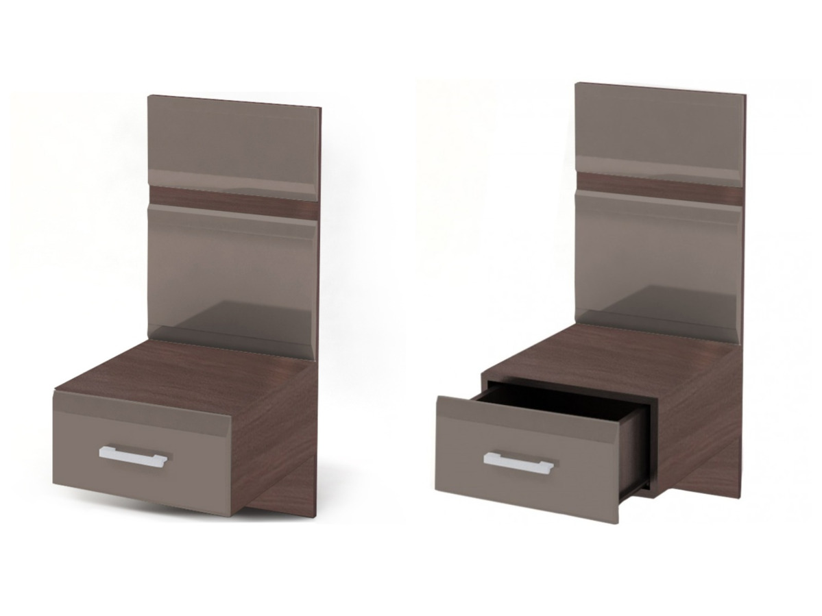 Спальня ВЕГАС тумба с надстройкой (0,4х0,9х0,46) фасад МДФ КОФЕ С МОЛОКОМ/корпус ШИМО ТЕМН