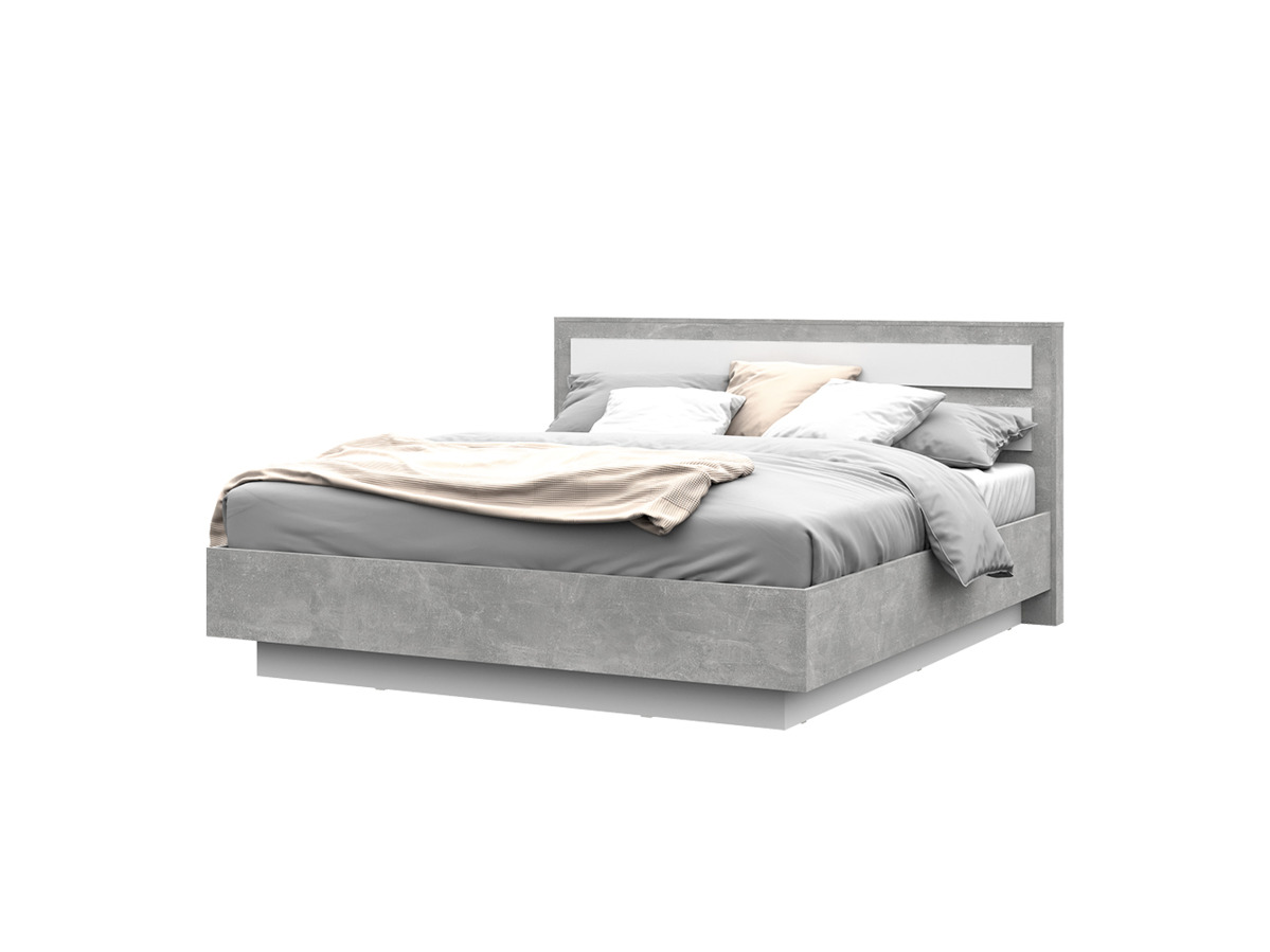 ДЕНВЕР КР 03 Кровать 1,8х2,0  (1872х990х2100) Фасад БЕЛЫЙ/Корпус АТЕЛЬЕ СВЕТЛЫЙ