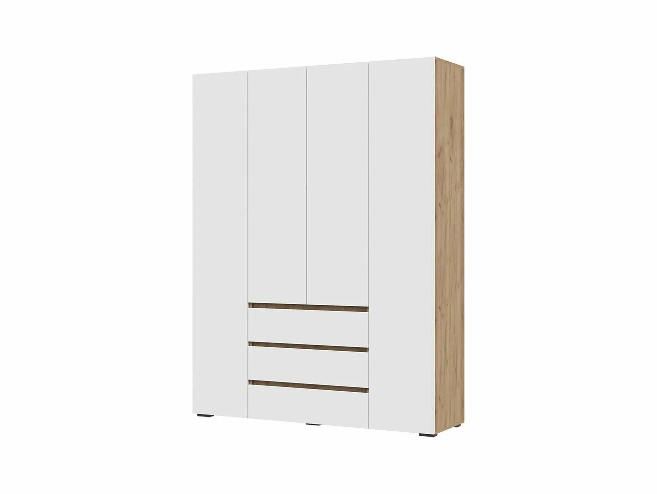 ХЕЛЕН ШК 05 Шкаф четырехстворчатый с ящиками (1600х2080х460) Фасад БЕЛЫЙ/Корпус ДУБ КРАФТ ЗОЛОТО