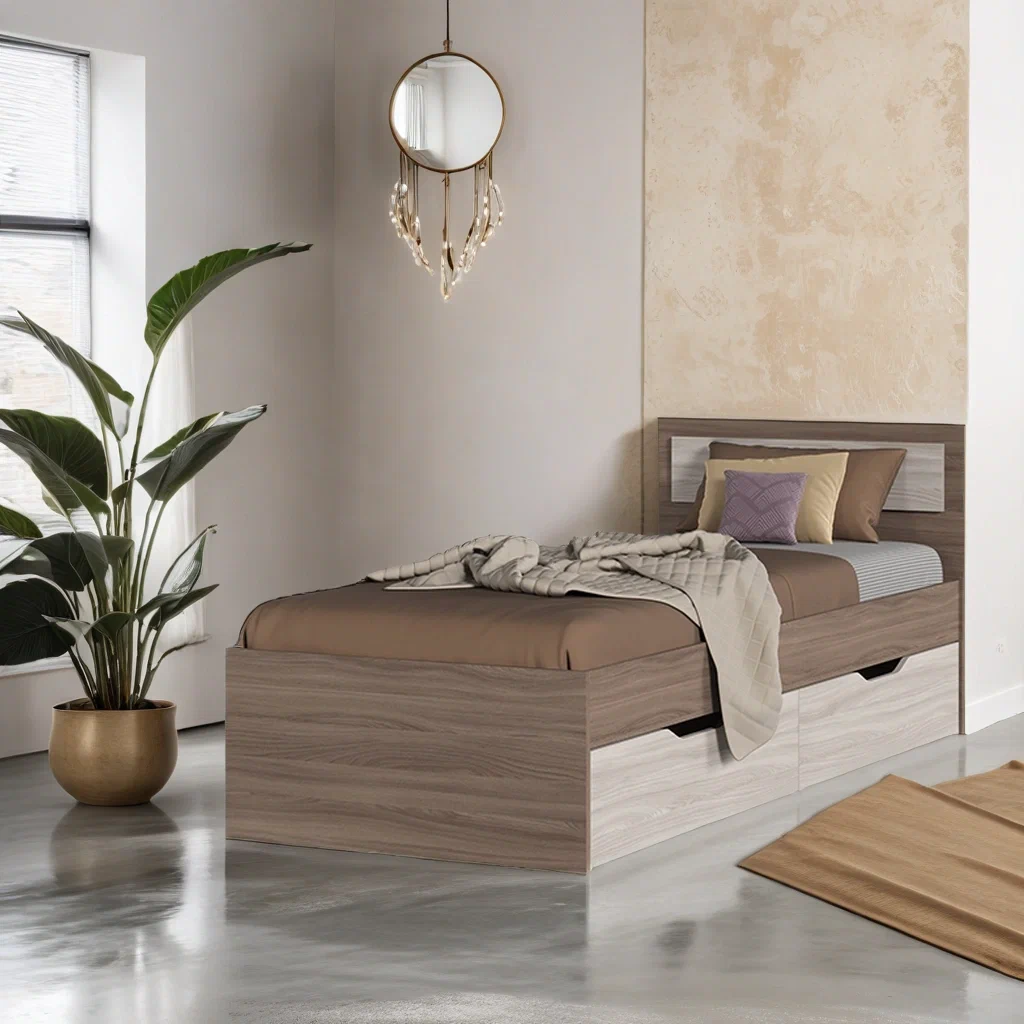 Спальня Кровать ГАРМОНИЯ КР 607 с ящиками (0.8х0,78х2,032) фасад ШИМО СВЕТЛ/корпус ШИМО ТЕМН