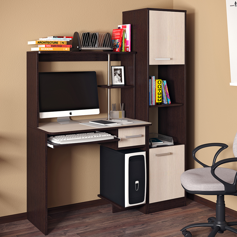 "Дебют" Стол компьютерный (венге/лоредо) (835*1320*500) "BTS"