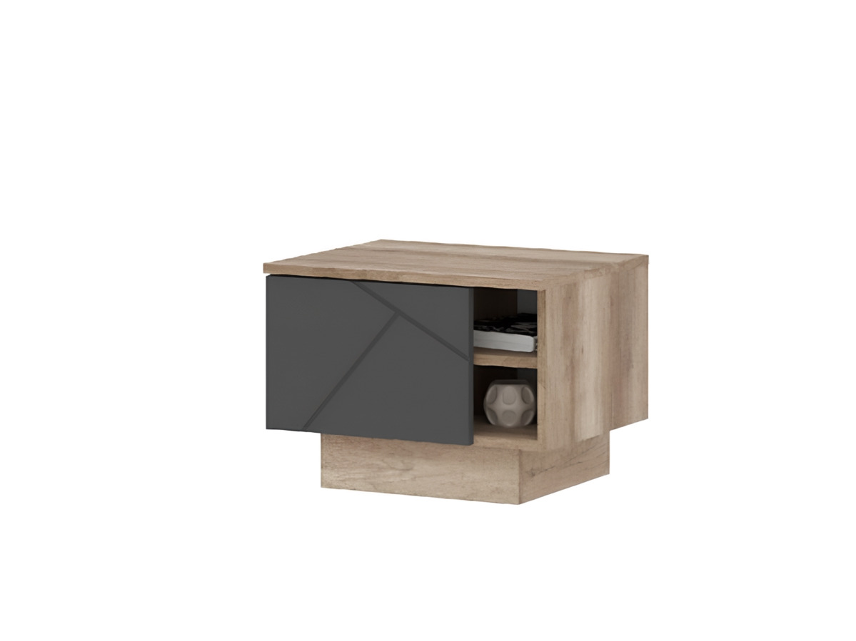 ДАЛЛАС ТБ 01 Тумба прикроватная (0,500 х0,366х0,402) ФАСАД МДФ СОФТ ГРАФИТ/КОРПУС ДУБ КАНЬОН