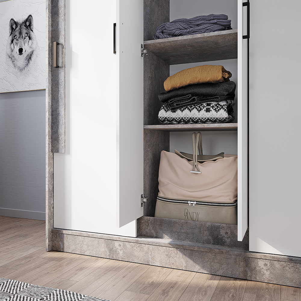 "Смарт" Шкаф-купе ШКК-06 (Цемент светлый/белый)