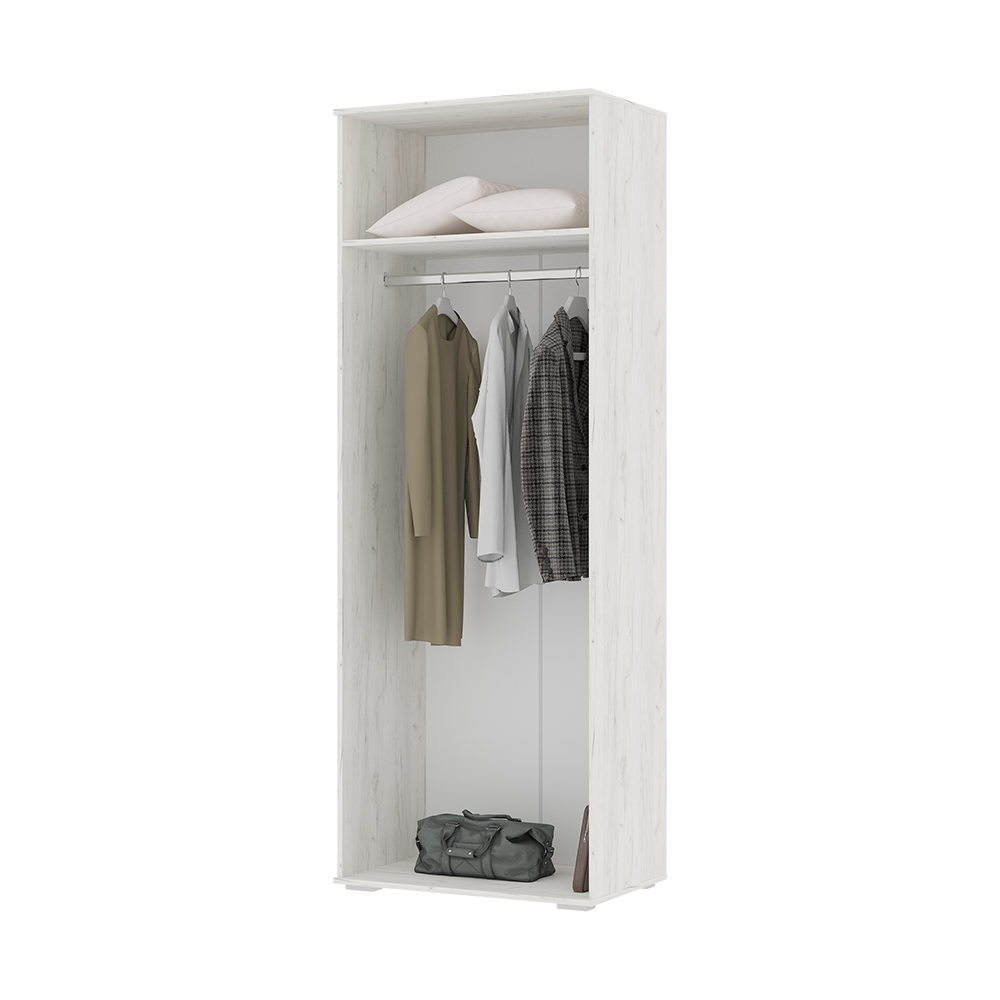 Шкаф НЕЛЬСОН ШК 04 (0.800х2,200х0,500)Фасад ДУБ КРАФТ БЕЛЫЙ/Корпус ДУБ КРАФТ БЕЛЫЙ