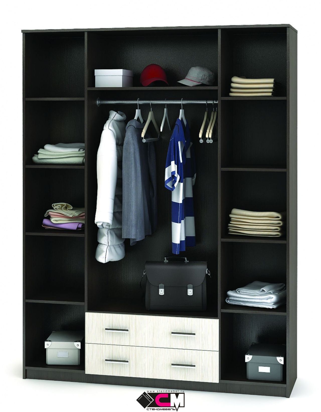 Шкаф 4х ств КВАДРО  (1,6х2,2х0,5) фасад АНКОР/корпус АНКОР