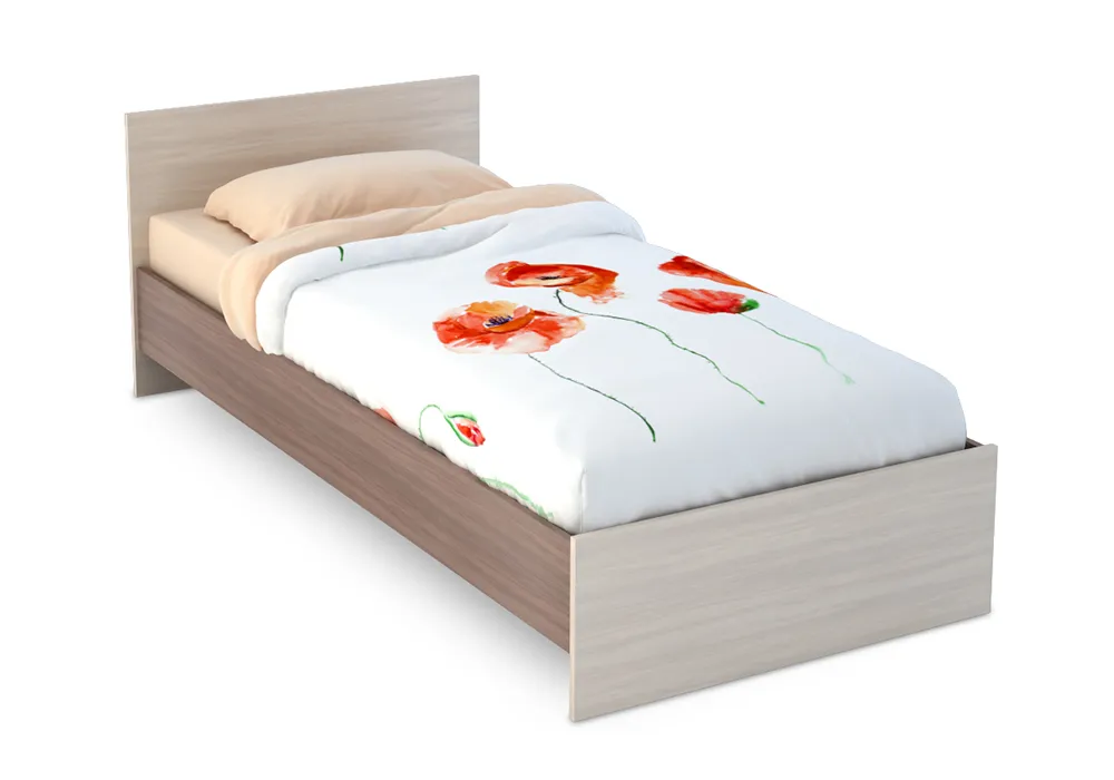 Спальня БАСЯ КР 555 кровать (0,952х0,7х2,032) фасад ШИМО СВЕТЛ/корпус ШИМО ТЕМН