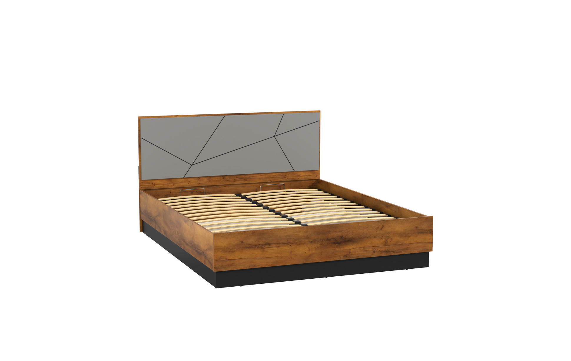 54.16 Кровать двойная "Гамма" универсальная (ортопед 5Н или подъемник) (таксония / черный / грей (