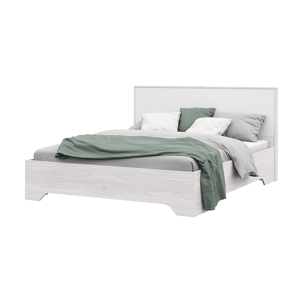 Спальня Кровать без ортопеда Сальма КР 022 (1682х970х2136) фасад МДФ БЕЛЫЙ ГЛЯНЕЦ/корпус АНКОР