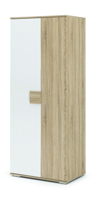 Гостиная АФИНА  ШК 111 шкаф 2-х створчатый (0,8х1,976х0,53) фасад МДФ БЕЛЫЙ ГЛЯНЕЦ_СОНОМА/корпус СОН