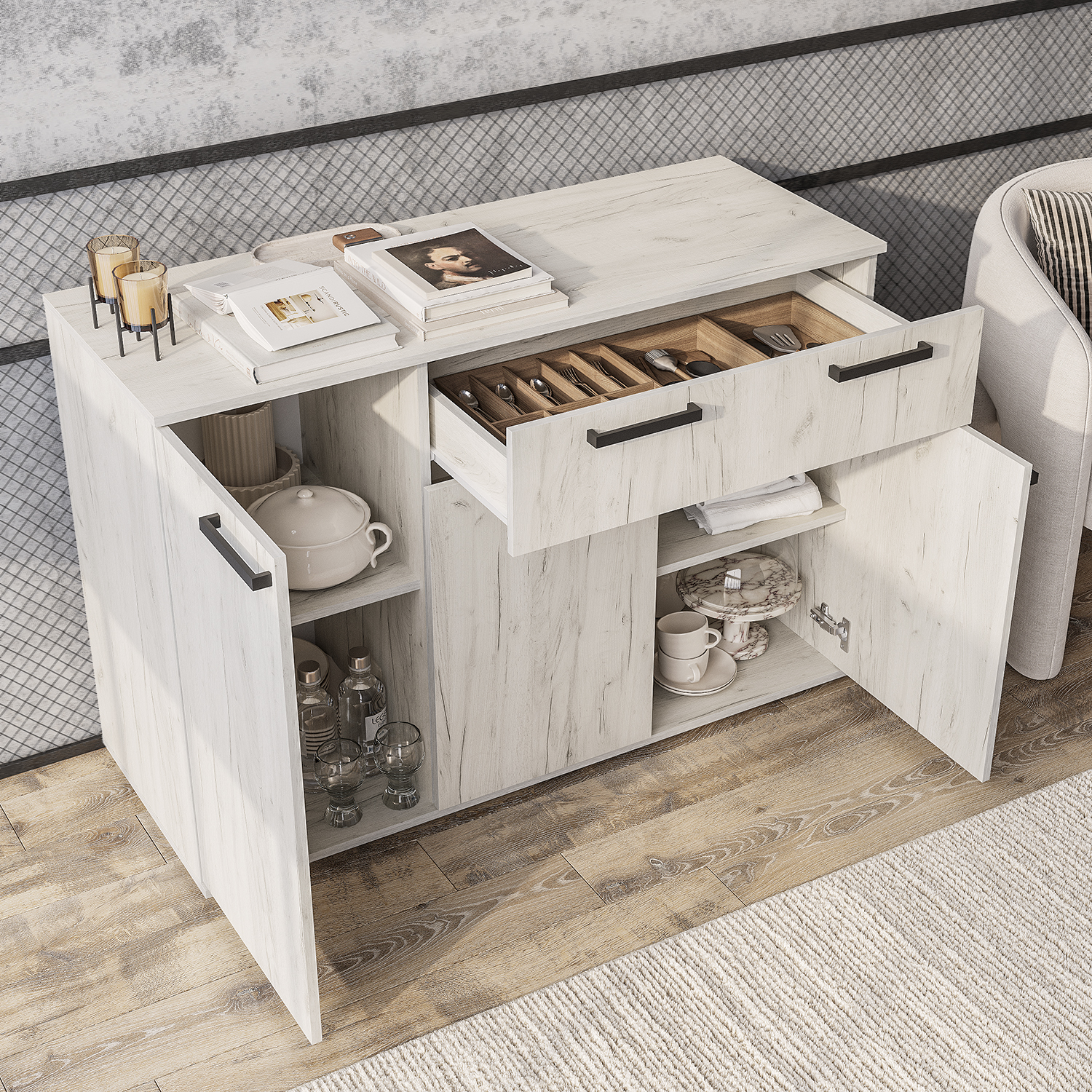 "Стандарт №4" Комод (Дуб крафт белый) 