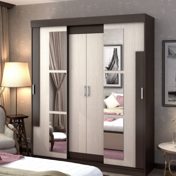 Шкаф купе ФЕЯ (1,6х2,1х0,52) БЕЛФОРТ/ВЕНГЕ