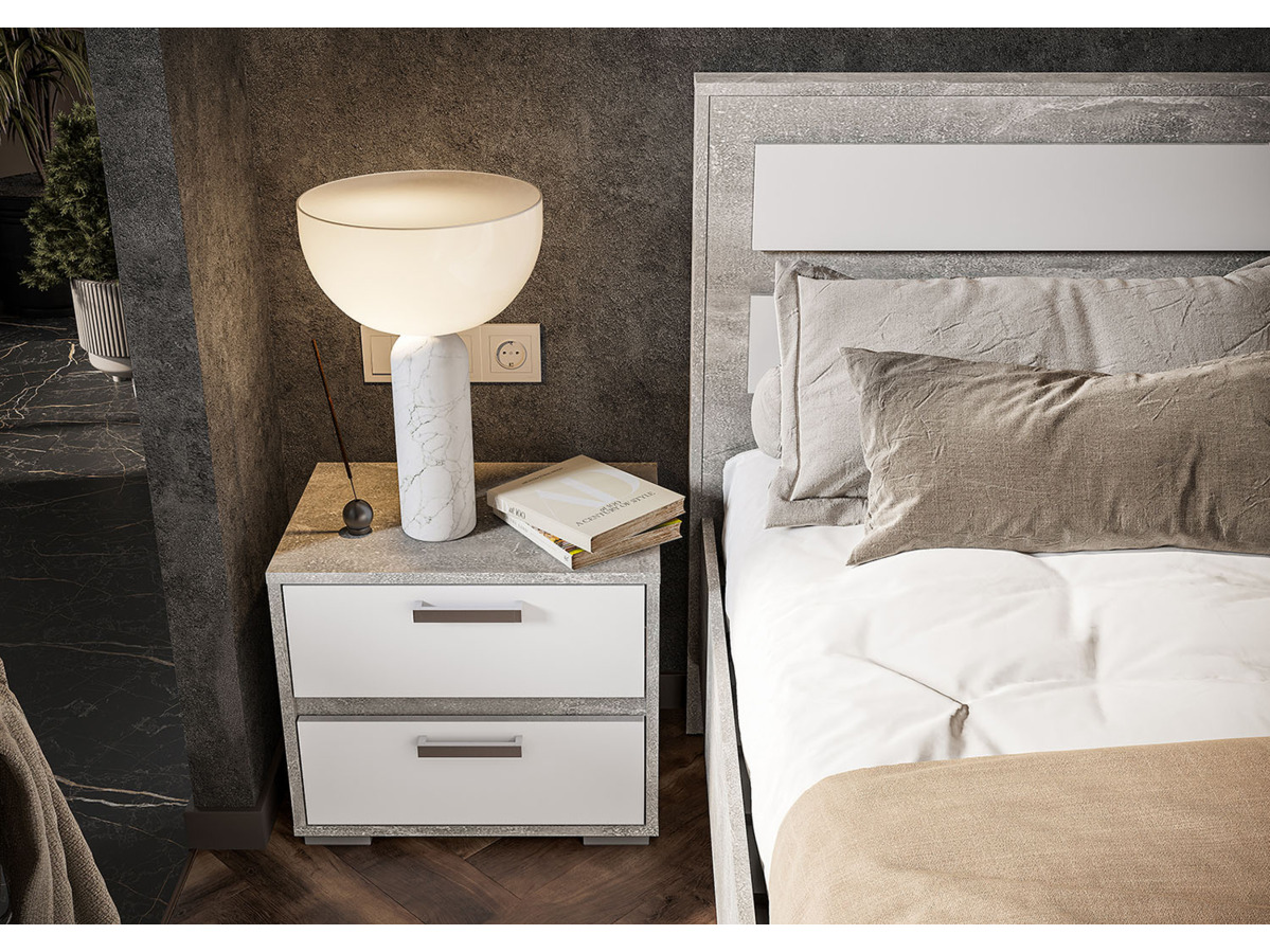 ДЕНВЕР ТБ 01 Тумба Прикроватная (500 х448х354) Фасад БЕЛЫЙ/Корпус АТЕЛЬЕ СВЕТЛЫЙ