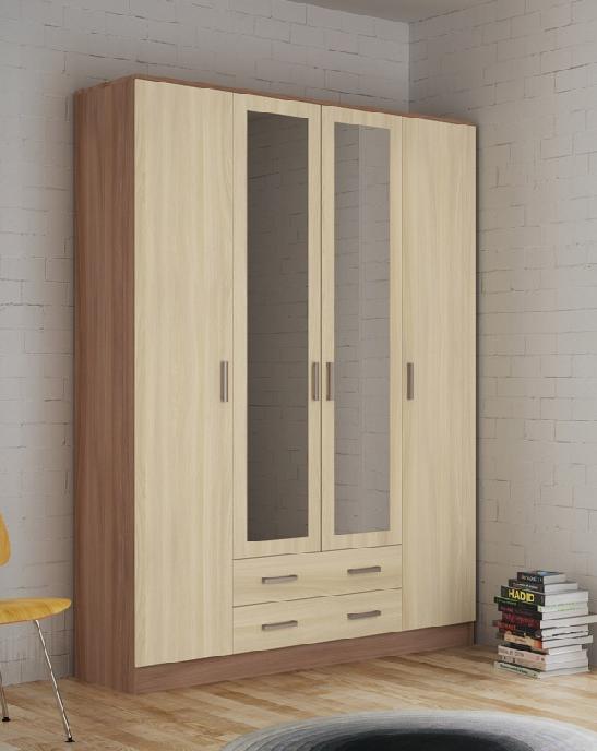 Шкаф 4х ств КВАДРО  (1,6х2,2х0,5) ШИМО СВЕТЛ/ШИМО ТЕМН