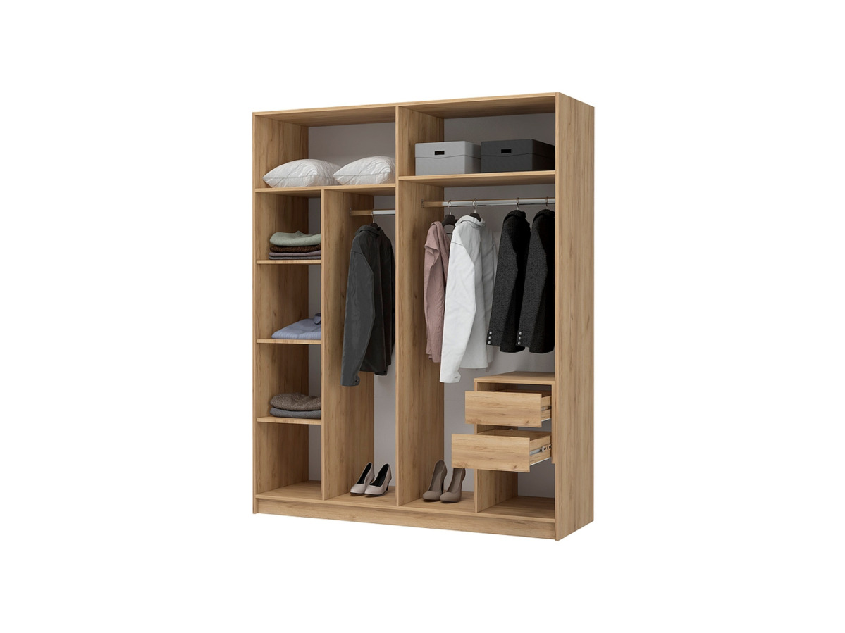 ЛИОН ШК-03 Шкаф 4-х створчатый Фасад ГРАФИТ СЕРЫЙ/Корпус ДУБ КРАФТ ЗОЛОТО