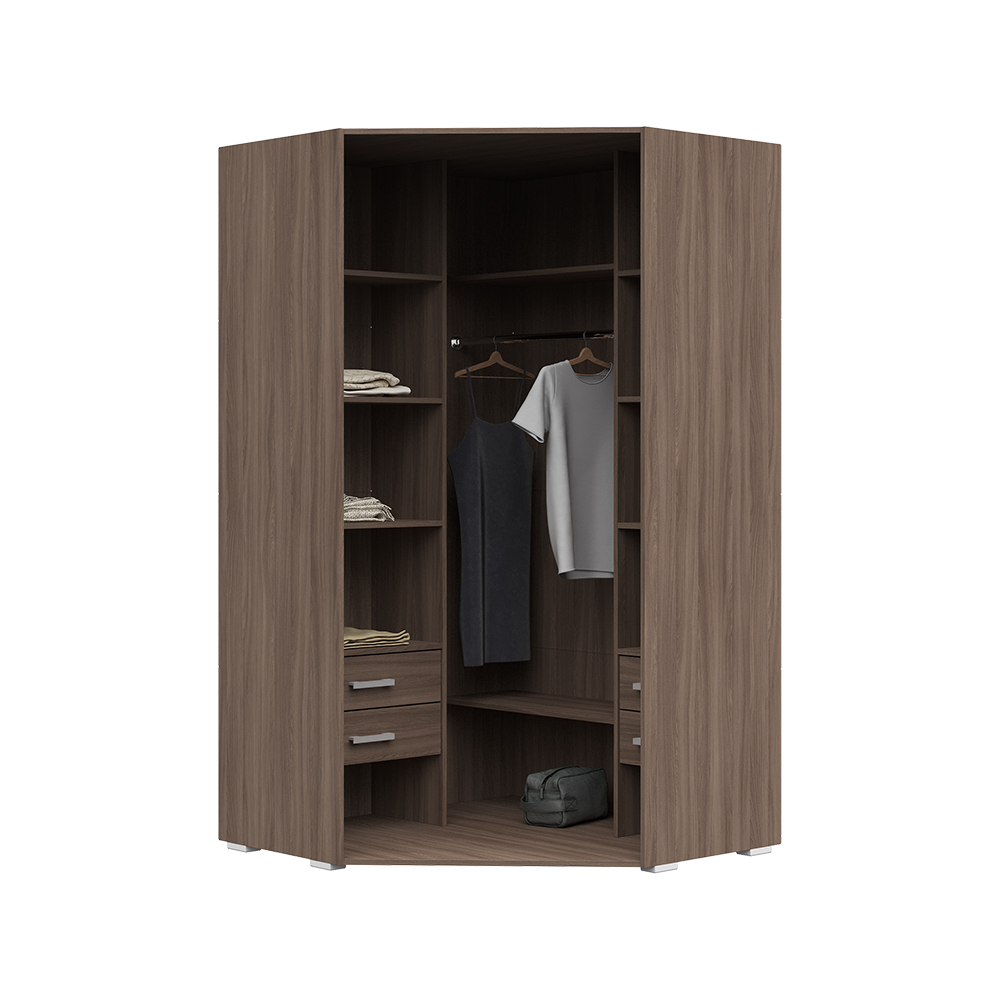 Спальня СИМБА шкаф угловой двухстворчатый (1,14х2,0х1,14) фасад МДФ КОФЕ С МОЛОКОМ/СНЯТО