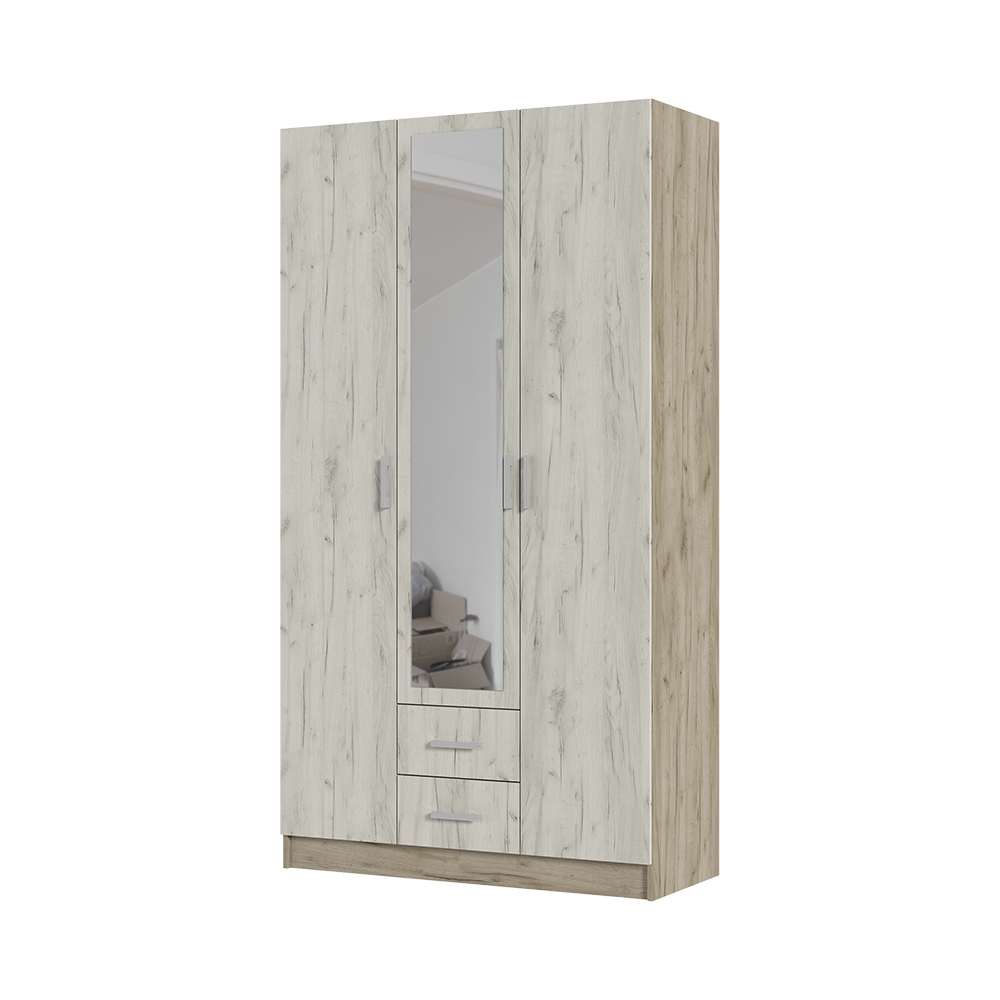 Спальня Шкаф 3х створчатый ГАРМОНИЯ ШК 601 М (1,2х2,2х0,5) фасад ДУБ КРАФТ БЕЛЫЙ/корпус ДУБ КРАФТ СЕ