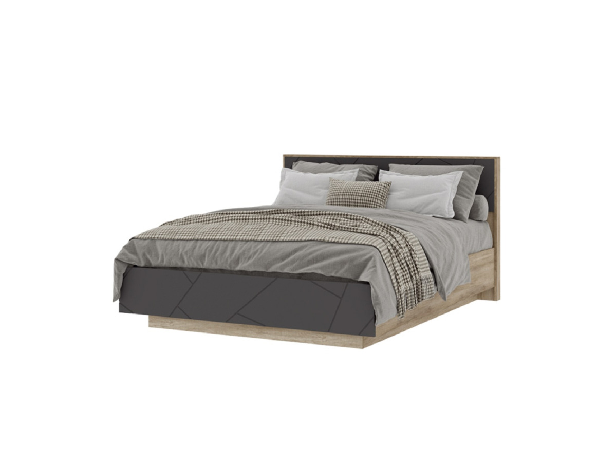 ДАЛЛАС КР 03 Кровать 1,4х2,0 (1468х986х2090) ФАСАД МДФ СОФТ ГРАФИТ/КОРПУС ДУБ КАНЬОН