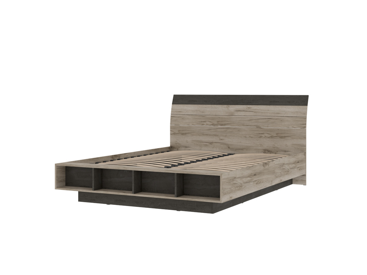ЭДИНБУРГ КР 01 Кровать 1,6х2,0 (1,640х0,935х2,315)Корпус ДУБ КРАФТ СЕРЫЙ/ЖЕЛЕЗНЫЙ КАМЕНЬ