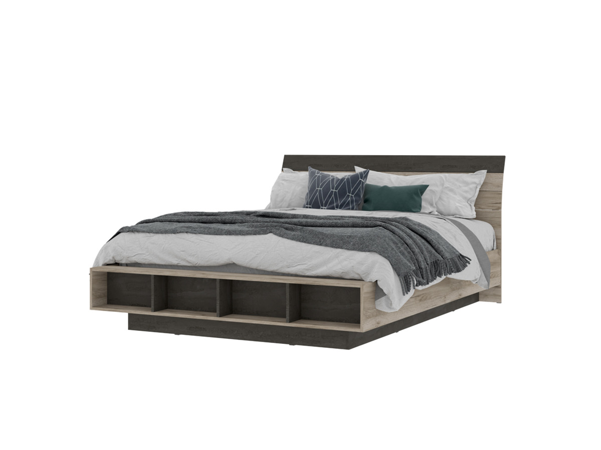 ЭДИНБУРГ КР 01 Кровать 1,6х2,0 (1,640х0,935х2,315)Корпус ДУБ КРАФТ СЕРЫЙ/ЖЕЛЕЗНЫЙ КАМЕНЬ