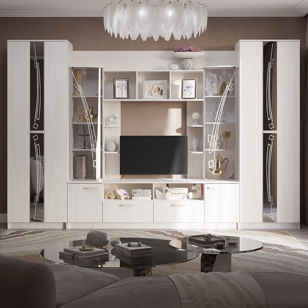 "Венеция" ЛДСП Гостиная 3,4 Ясень белый