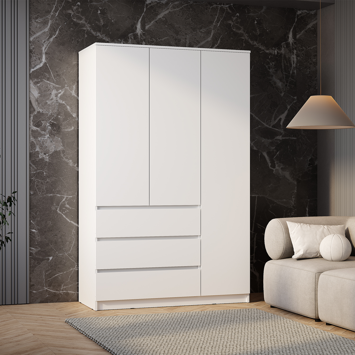 "Симпл" Шкаф 3-х створчатый ШК-08 Белый