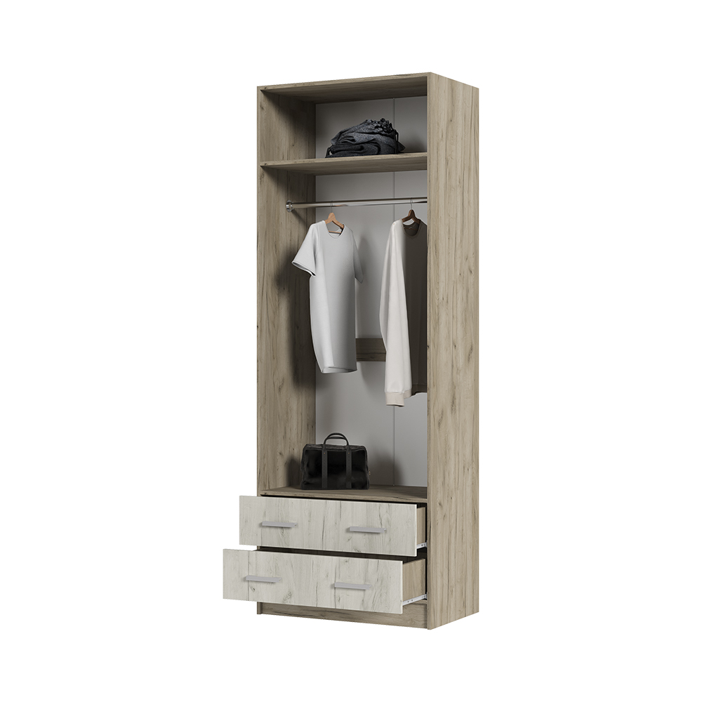 Спальня Шкаф 2х створчатый ГАРМОНИЯ ШК 603 М (0,8х2,2х0,5) фасад ДУБ КРАФТ БЕЛЫЙ/корпус ДУБ КРАФТ СЕ