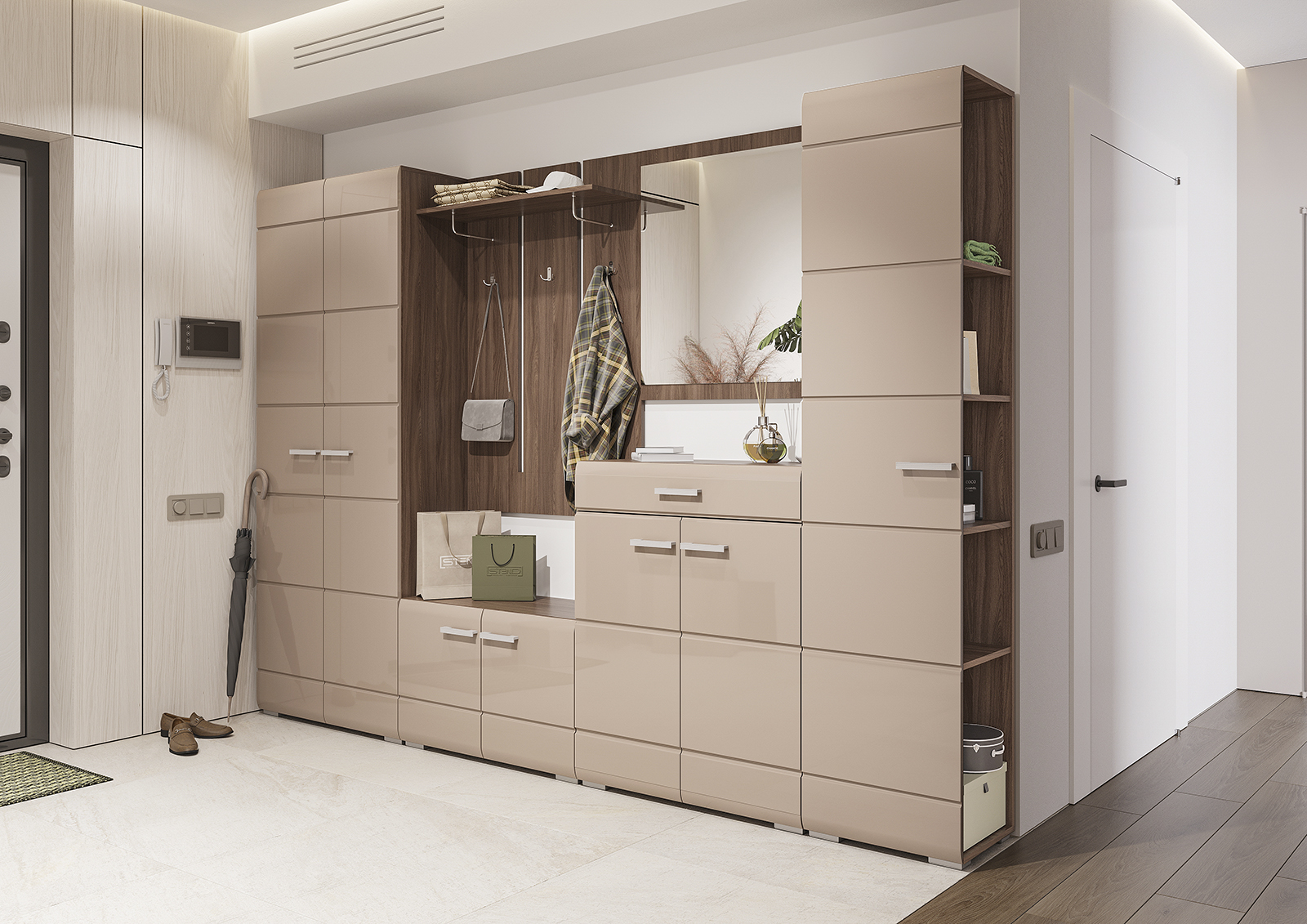 Прихожая ВЕГАС вешалка (0,800х1,206х0,266) КОРПУС ШИМО ТЕМН СНЯТО