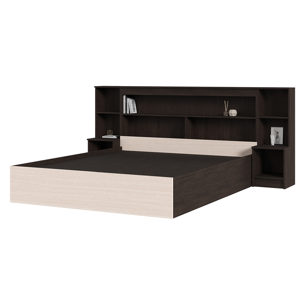 Спальня БАСЯ КР 552 кровать с прикров блоком (2,352х1,024х2,232) фасад БЕЛФОРТ/корпус ВЕНГЕ