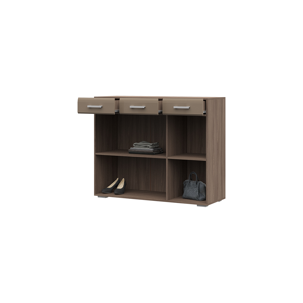 Спальня СИМБА комод 3 ящика (1,2х1,0х0,446) фасад МДФ КОФЕ С МОЛОКОМ/корпус ШИМО ТЕМН СНЯТО